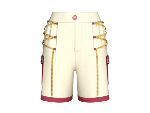 Girls Side Chain Lacing Shorts With Pockets 3D Model