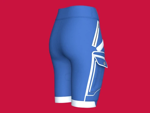 Girls Blue Tactical Shorts With White Piping 3D Model