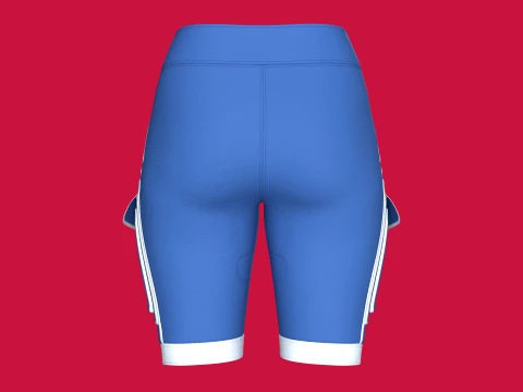 Girls Blue Tactical Shorts With White Piping 3D Model