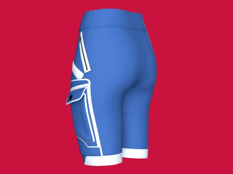 Girls Blue Tactical Shorts With White Piping 3D Model