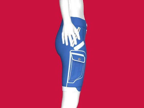 Girls Blue Tactical Shorts With White Piping 3D Model