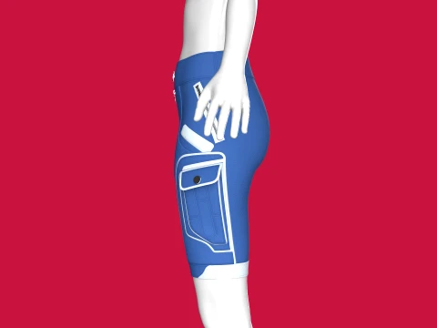 Girls Blue Tactical Shorts With White Piping 3D Model