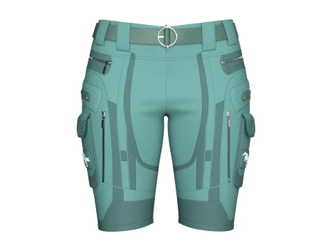 Girls Tactical Cargo Pocket Shorts With Patch Modelo 3D