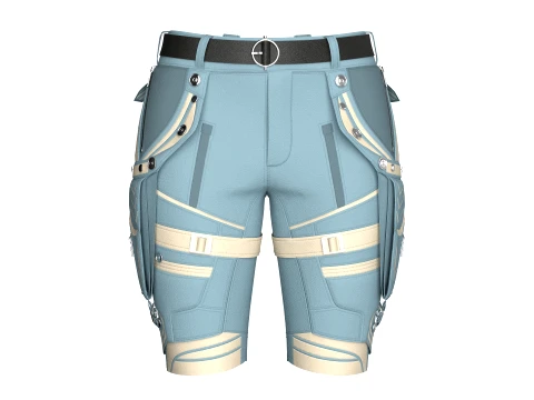 Girls Tactical Shorts With Leather Belt Modelo 3D