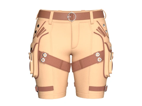 Girls Tactical Shorts With Side Cargo Pockets Modelo 3D