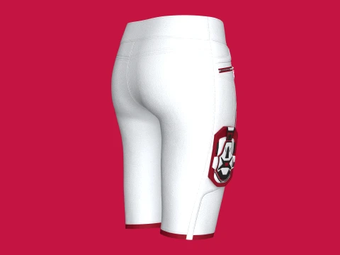 Girls White Shorts With Dual Curved Zip Pocket 3D Model