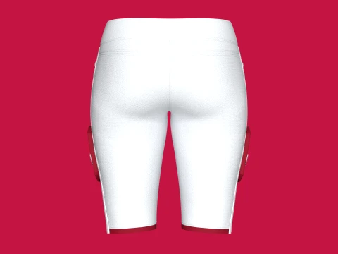 Girls White Shorts With Dual Curved Zip Pocket 3D Model