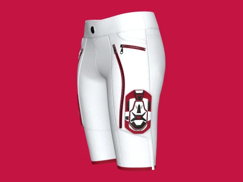 Girls White Shorts With Dual Curved Zip Pocket 3D Model