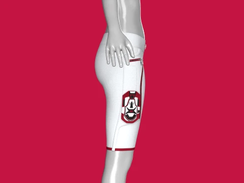 Girls White Shorts With Dual Curved Zip Pocket 3D Model