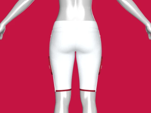 Girls White Shorts With Dual Curved Zip Pocket 3D Model