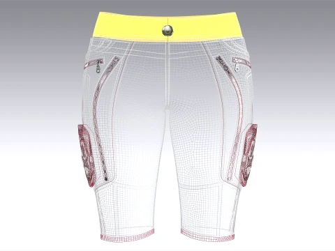 Girls White Shorts With Dual Curved Zip Pocket 3D Model