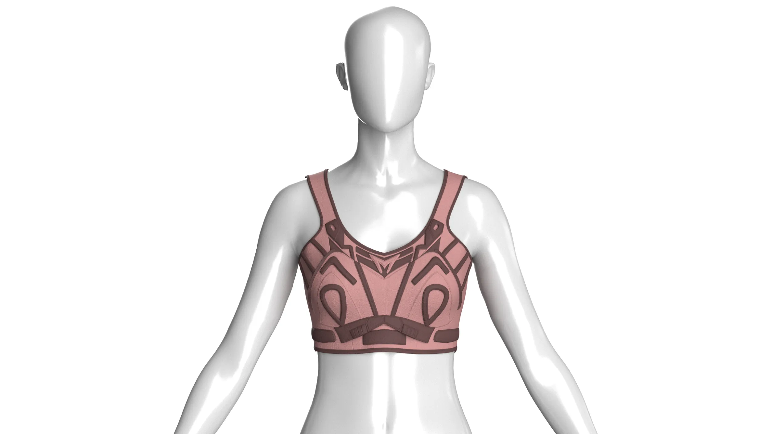 Girls Crop Top With Dark Brown Contrast Piping 3D Model .c4d .max .obj .3ds .fbx .stl .blend