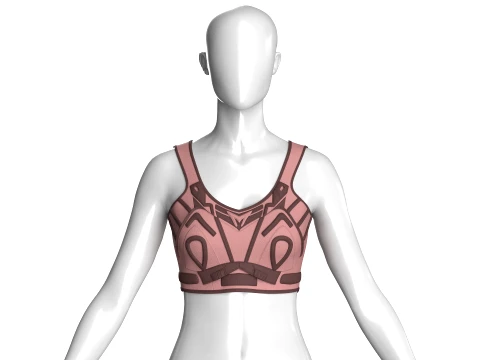 Girls Crop Top With Dark Brown Contrast Piping Modelo 3D