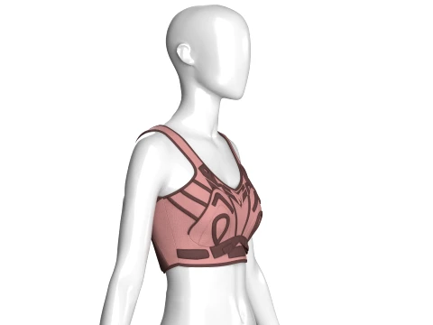Girls Crop Top With Dark Brown Contrast Piping 3D Model