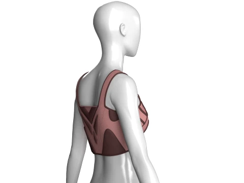 Girls Crop Top With Dark Brown Contrast Piping 3D Model