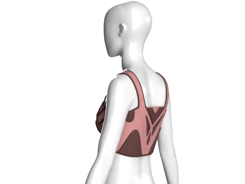 Girls Crop Top With Dark Brown Contrast Piping 3D Model
