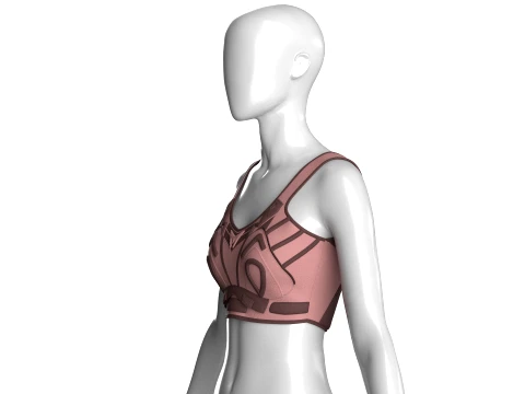 Girls Crop Top With Dark Brown Contrast Piping 3D Model