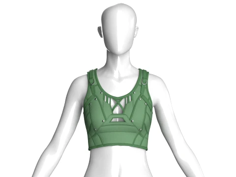 Girls Crop Top With Front Cage Cutouts Modelo 3D