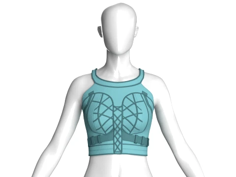 Girls Crop Top With Front Criss-Cross Lacing Modelo 3D