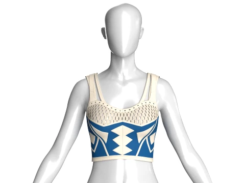 Girls Crop Top With Mesh Bust Modelo 3D