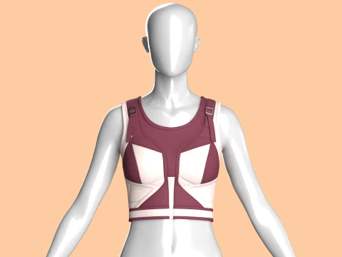 Girls Tank Crop Top With Shoulder Rings Modelo 3D