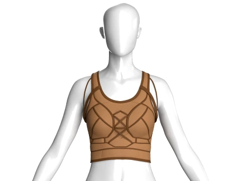 Girls Crop Top With Brown Piping Modelo 3D