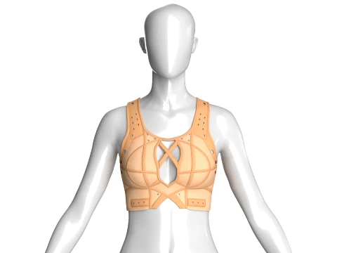 Girls Crop Top With Front Keyhole Straps 3D Modell