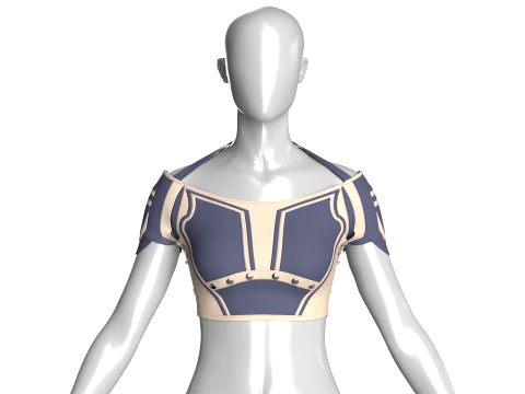 Girls Off-Shoulder Two Ton Crop Top Modelo 3D