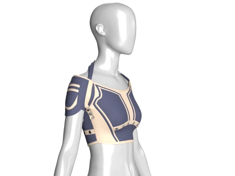 Girls Off-Shoulder Two Ton Crop Top 3D Model