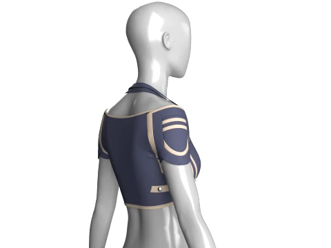 Girls Off-Shoulder Two Ton Crop Top 3D Model