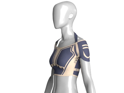 Girls Off-Shoulder Two Ton Crop Top 3D Model
