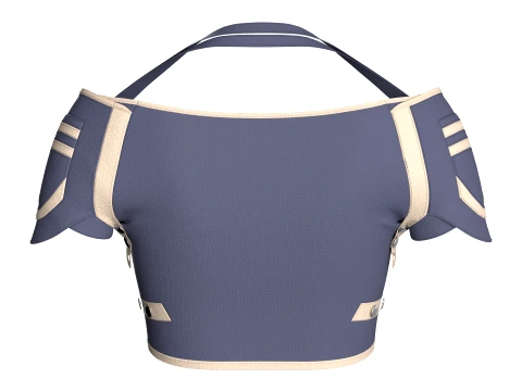 Girls Off-Shoulder Two Ton Crop Top 3D Model
