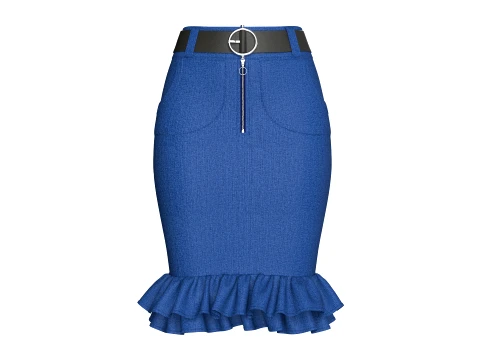 Girls Denim Skirt With Layered Ruffle Hem Modelo 3D