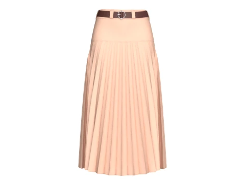 Girls Pleated Maxi Skirt With Belt Modelo 3D