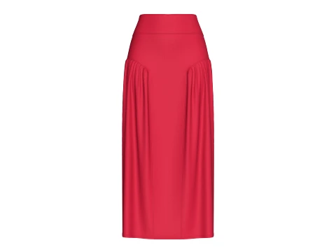 Girls Red High-Waist Maxi Skirt Modelo 3D