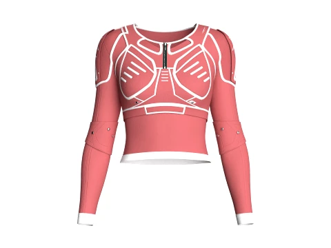 Girls Long-Sleeve Top With White Piping Modelo 3D
