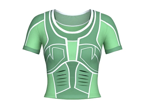 Girls Short Sleeve Crop Top With Mesh Modelo 3D