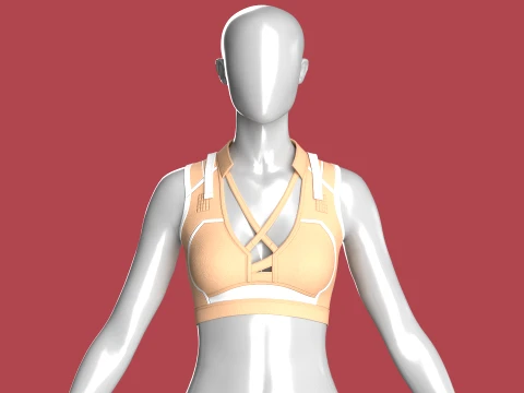 Girls Sports Bra With White Tactical Harness Modelo 3D