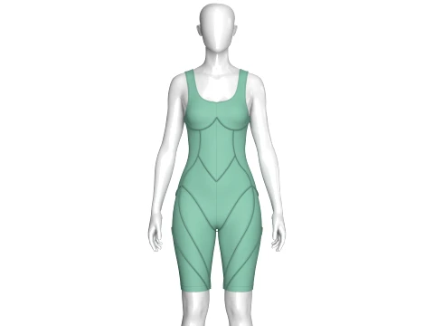 Girls Bodysuit Romper With Piping Modelo 3D