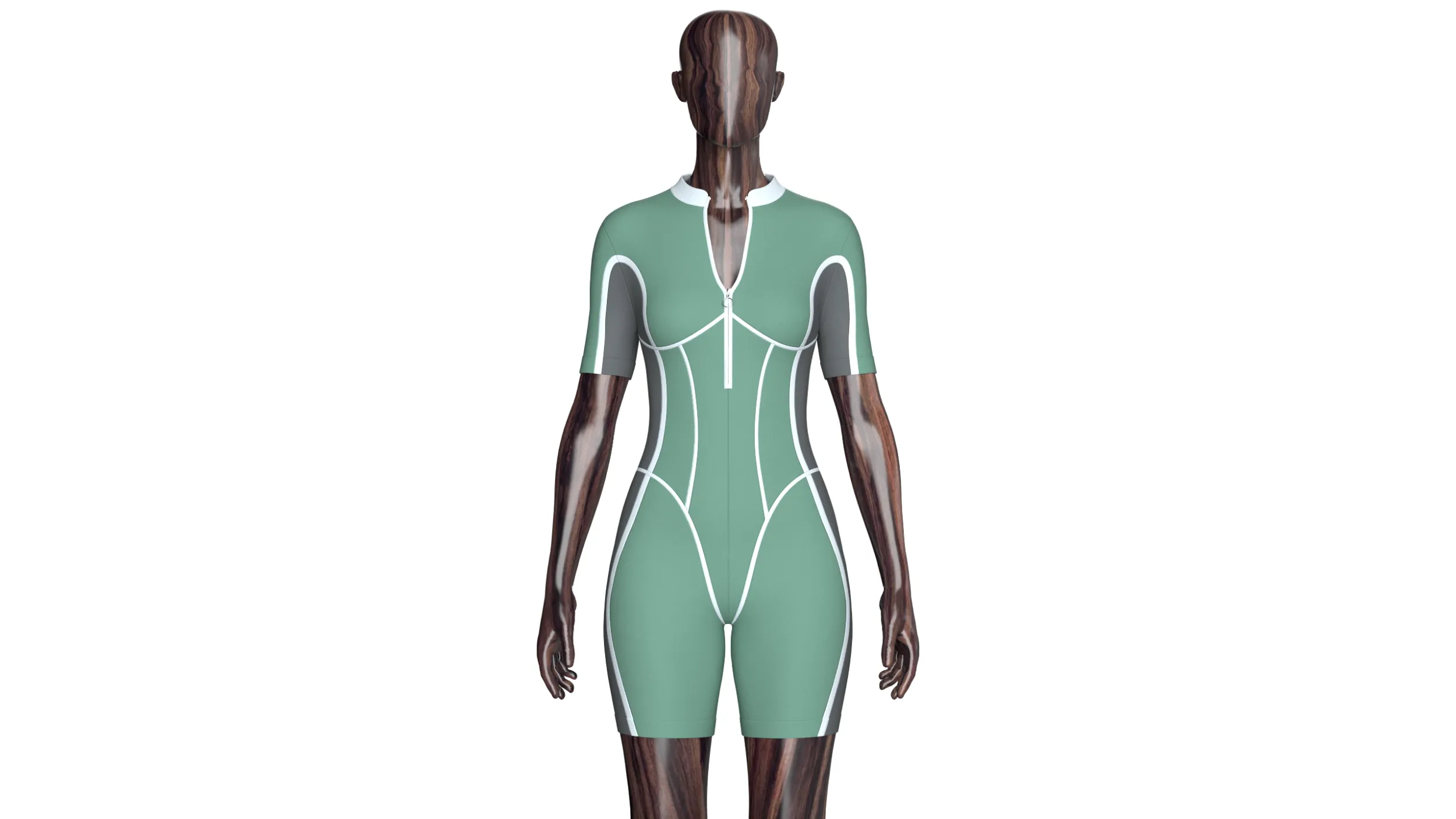 Girls Short-Sleeve Swimsuit With White Piping 3D Model .c4d .max .obj .3ds .fbx .stl .blend 