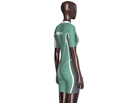 Girls Short-Sleeve Swimsuit With White Piping 3D Model