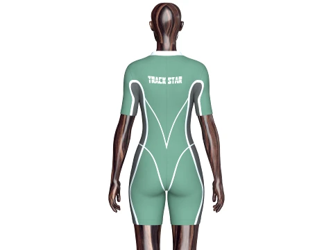 Girls Short-Sleeve Swimsuit With White Piping 3D Model