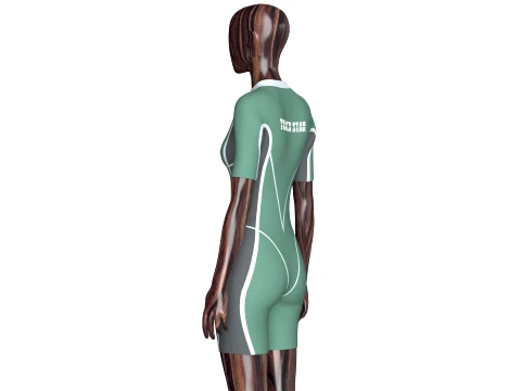 Girls Short-Sleeve Swimsuit With White Piping 3D Model