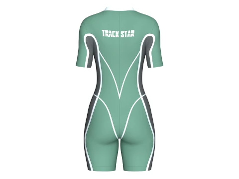 Girls Short-Sleeve Swimsuit With White Piping 3D Model