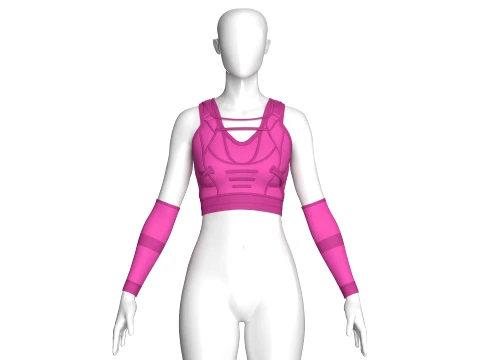 Girls Crop Top With Separate Sleeves Modelo 3D