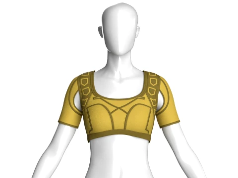 Girls Crop Top With Shoulder Cut-Outs Modelo 3D