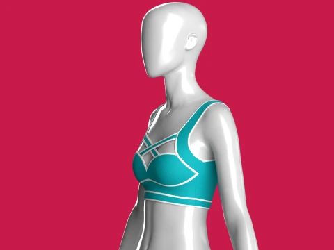 Girls Bralette Top With Criss-Cross Straps 3D Model