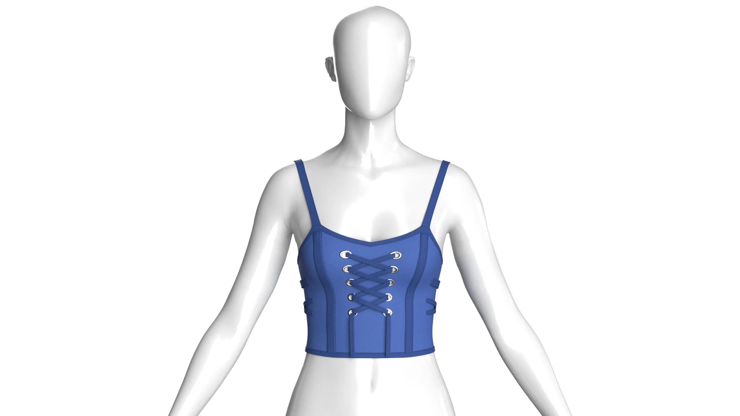 Girls Crop Top With Center Front Lace-Up 3D Model .c4d .max .obj .3ds .fbx .stl .blend 