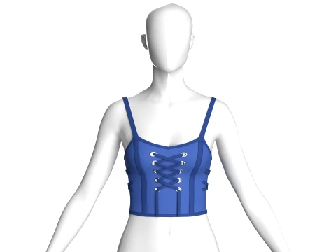 Girls Crop Top With Center Front Lace-Up Model 3D
