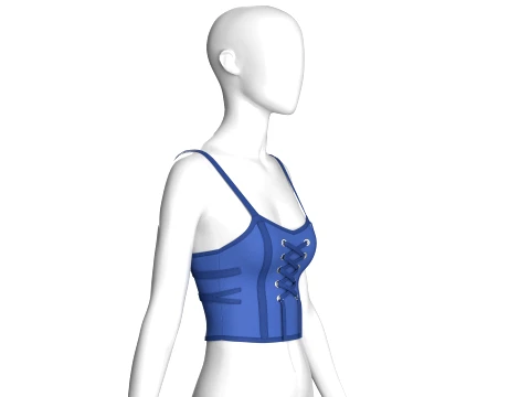 Girls Crop Top With Center Front Lace-Up 3D Model